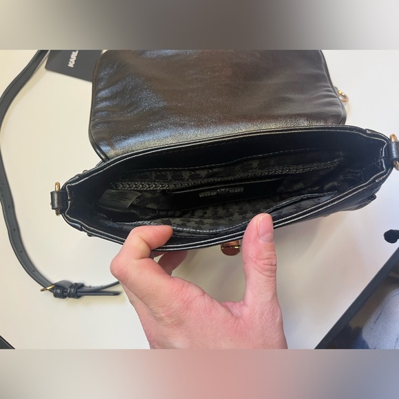 Karl Lagerfeld Black Leather and Gold Hearts Crossbody/Shoulder Bag - Picture 7 of 8